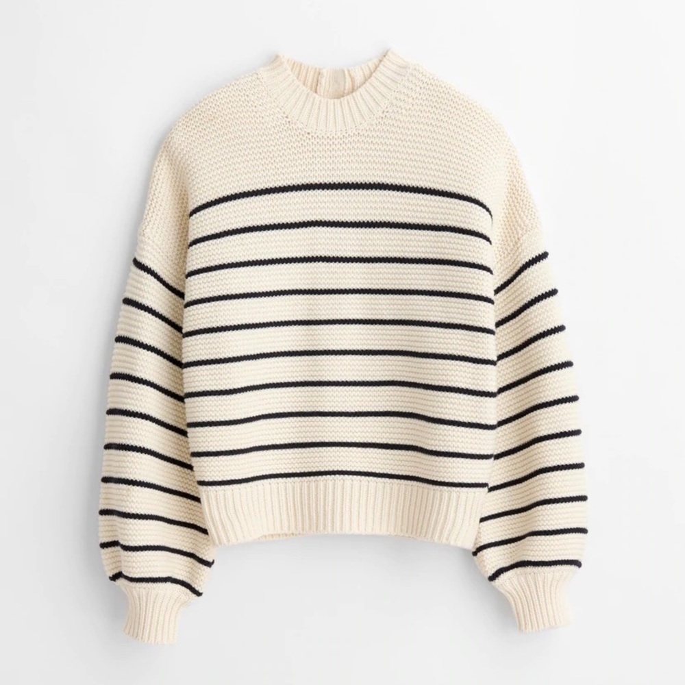 Alex Mill Button-Back Crewneck Sweater in Stripe Size M
